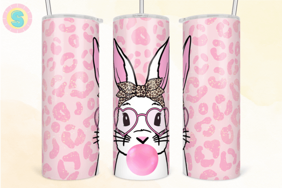 20Oz Cute Bunny Leopard Tumbler Wrap