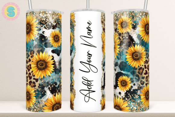 20Oz Sunflower Teal Wood Tumbler Wrap