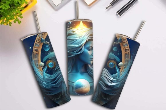 Aquarius Zodiac Fantasy Digital Tumbler
