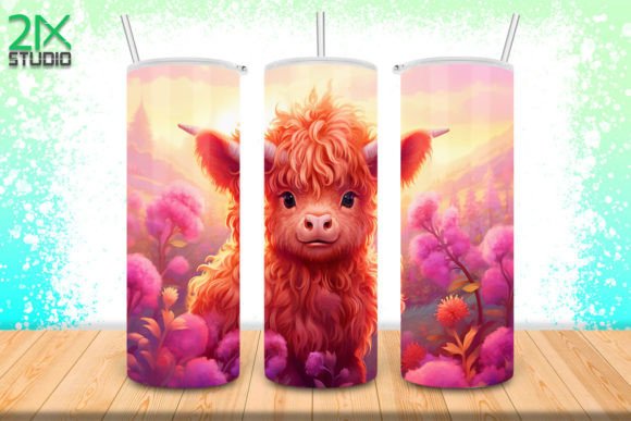 Baby Highland Cow Tumbler Wrap No.3