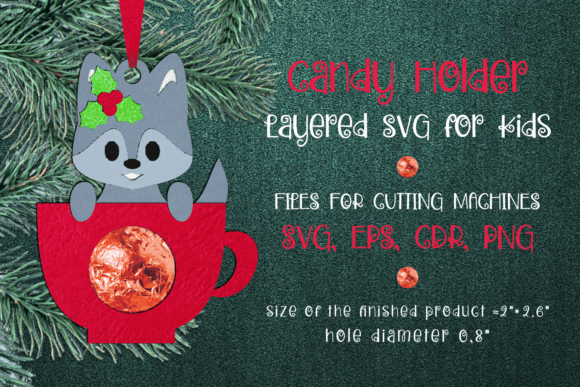 Baby Wolf in a Cup Christmas Ornament