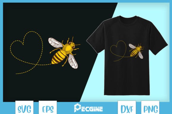 BEE Love SVG Bee Heart Flying SVG