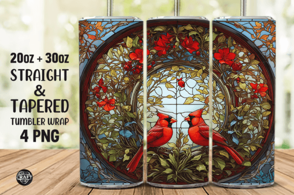 Bird Stained Glass Tumbler Wrap 20oz PNG