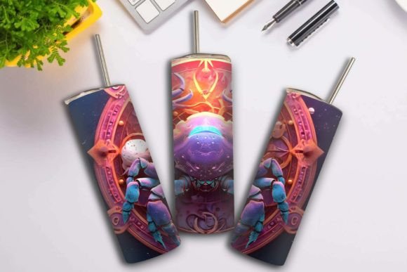 Cancer Zodiac Tumbler Wrap PNG
