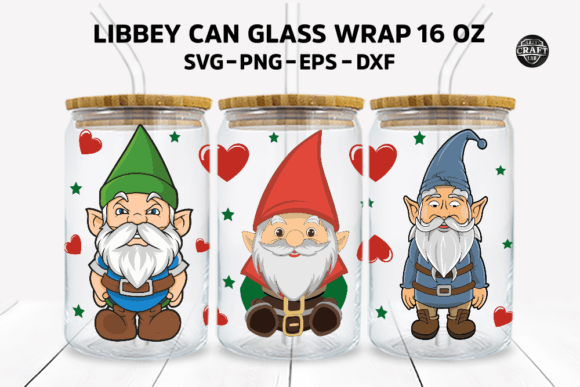 Christmas Gnome 16oz Can Glass Wrap SVG