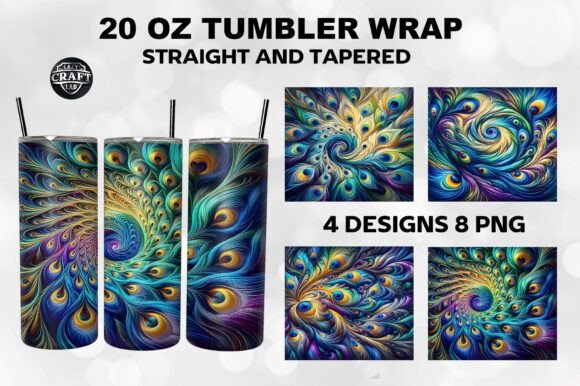 Colorful Peacock Feathers Tumbler Wrap