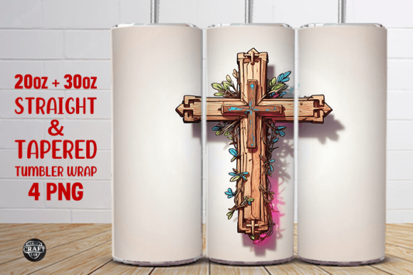 Cross Christmas Tumbler Wrap 20oz PNG