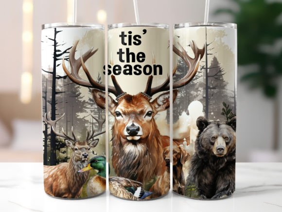 Deer Hunting Tumbler Wrap for Men PNG
