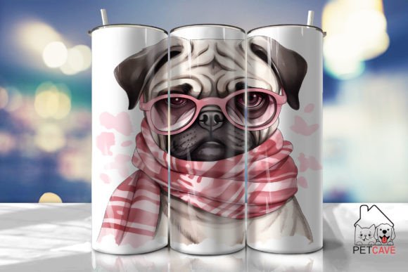 Fashion Illustration Pug Tumbler Wrap