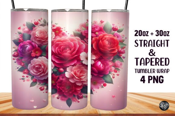 Floral Heart Valentine’s Day Tumbler PNG