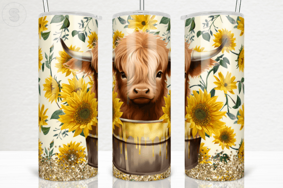Highland Cow in a Bucket Tumbler Wrap