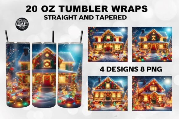 House Christmas Tumbler Wrap 20oz Skinny