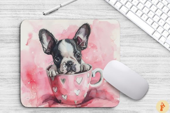 Kawaii Boston Terrier Puppy in Cup