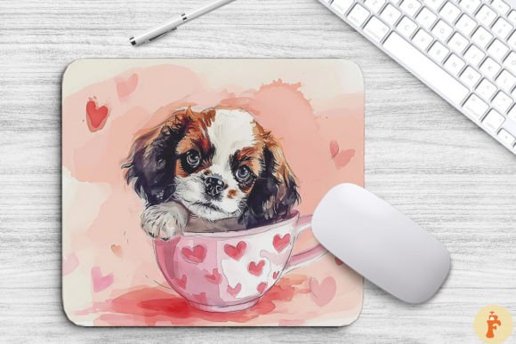 Kawaii Cavalier King Puppy in Cup