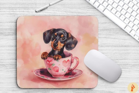 Kawaii Dachshund Puppy in Cup