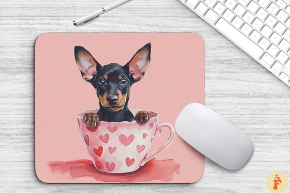 Kawaii Doberman Pinscher Puppy in Cup