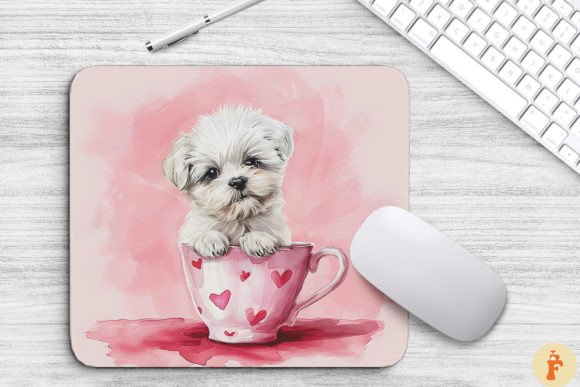 Kawaii Maltese Puppy in Cup