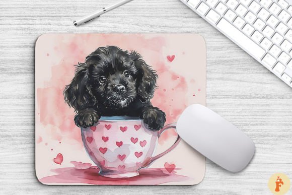 Kawaii Newfoundland Puppy in Cup
