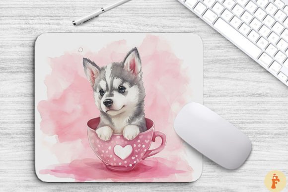 Kawaii Siberian Husky Puppy in Cup