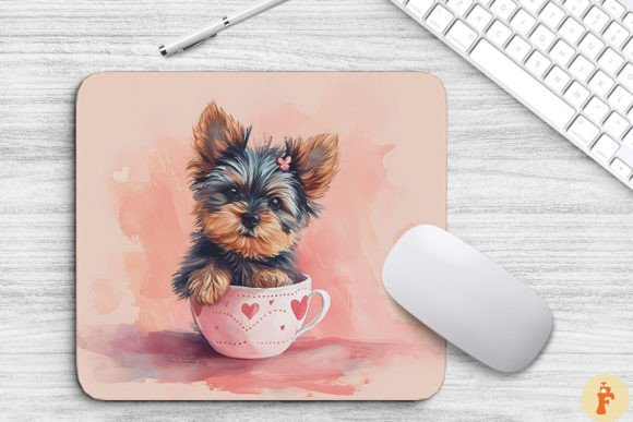 Kawaii Yorkshire Terrier Puppy in Cup