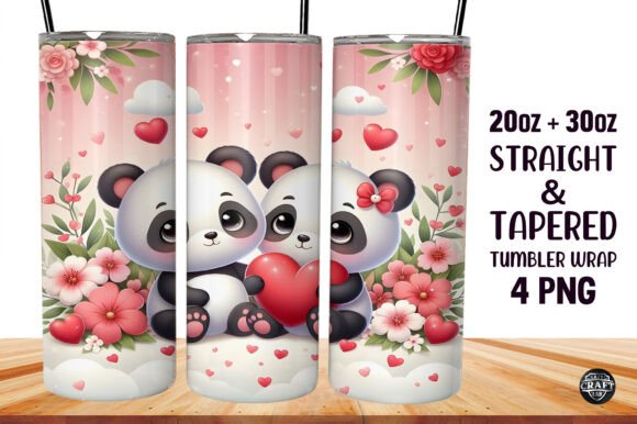 Panda Valentine’s Day Tumbler Wrap 20oz