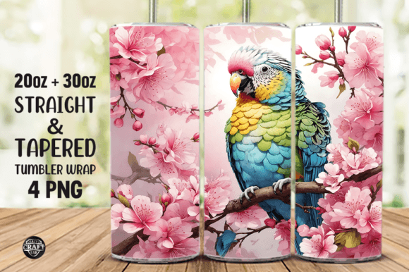 Parakeet Bird Tumbler Wrap 20oz PNG