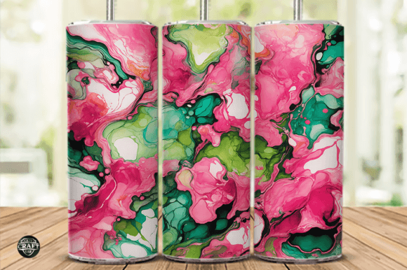 Pink Green Alcohol Ink Tumbler Wrap 20