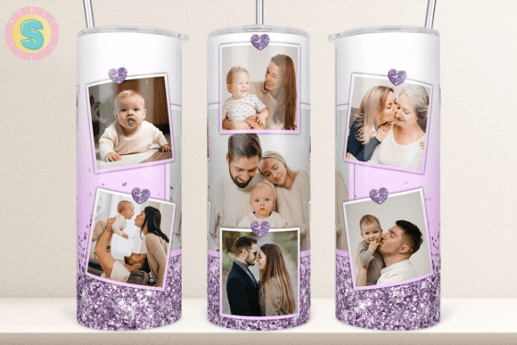 Purple Glitter Photo Frame Tumbler Wrap