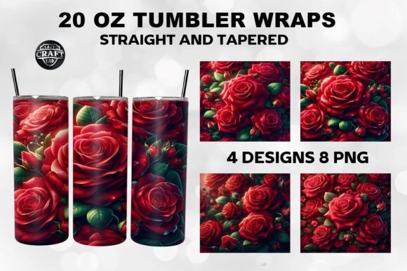 Red Roses Skinny 20oz Tumbler Wraps PNG