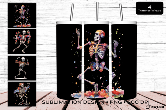 Skeleton Dancing Tumbler Wrap