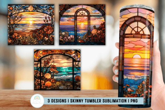 Stained Glass Beach Tumbler Wrap