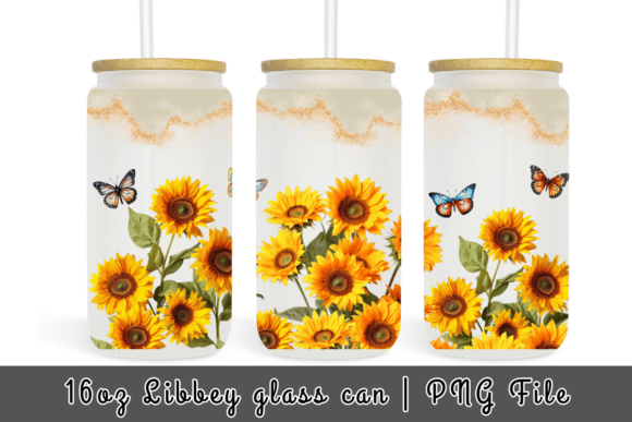 Sunflower Butterfly 16 Oz Tumbler Wrap