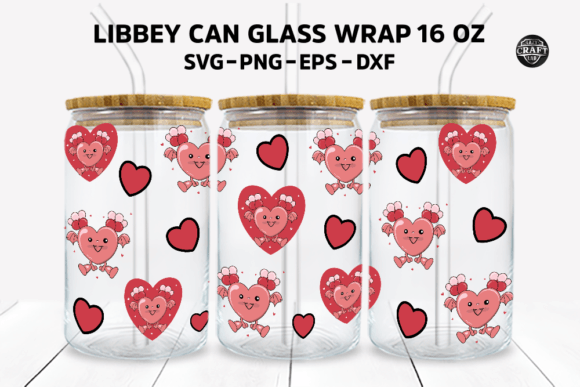 Valentine Libbey Can Glass 16oz SVG Wrap