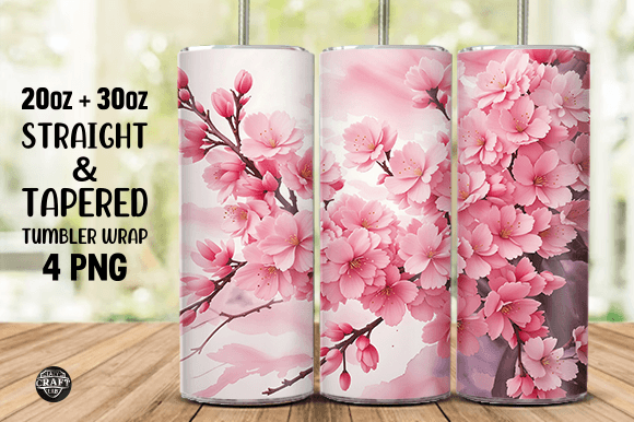 Watercolor Cherry Blossom Tumbler Wrap