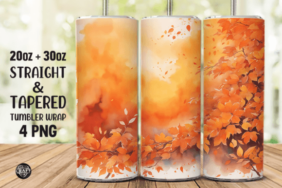 Watercolor Orange Autumn Tumbler Wraps